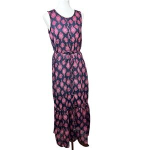 Lucky Brand Sleeveless button front maxi dress with tie waist size small
